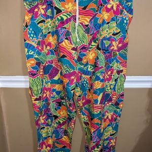 Vintage 80's Izod Lacoste Colorful Tropical Cotton Drawstring Pants One Size
